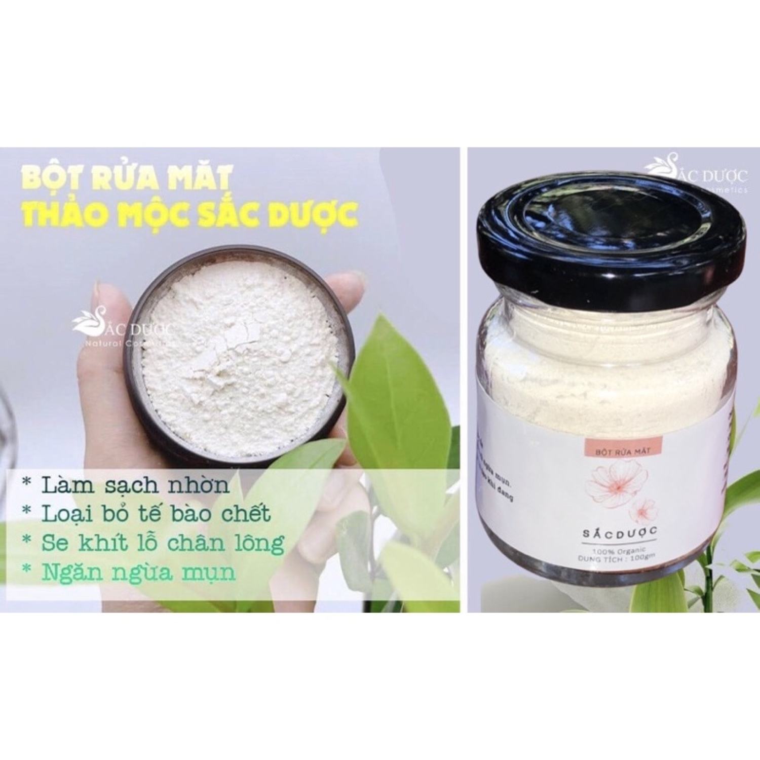 Bột rửa mặt sắc dượᴄ 100% chiết xuất từ thiên nhiên