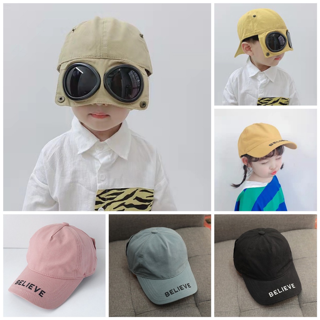 Mũ phi công kèm mắt kính Jengiang phong cách Hàn Quốc thời trang nam nữ Mũ lưỡi trai unisex dạo phố du lịch