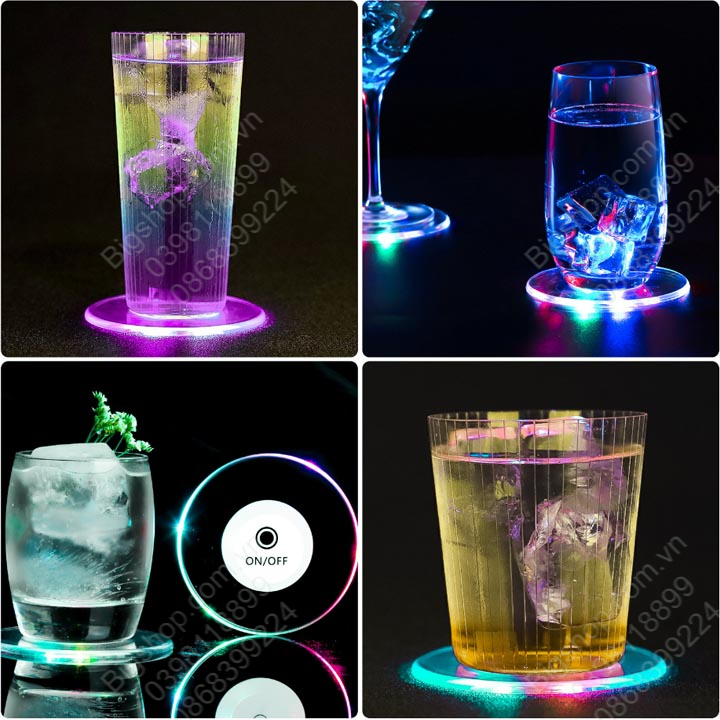 Đế lót cốc ly có đèn led, nhiều chế độ sáng rất đẹp