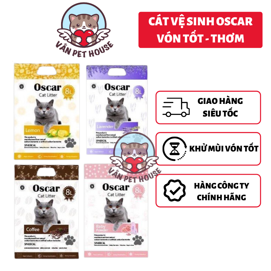 Cát oscar 8l - vón cục và khử mùi tốt - cát cho mèo đi vệ sinh - khử mùi tốt
