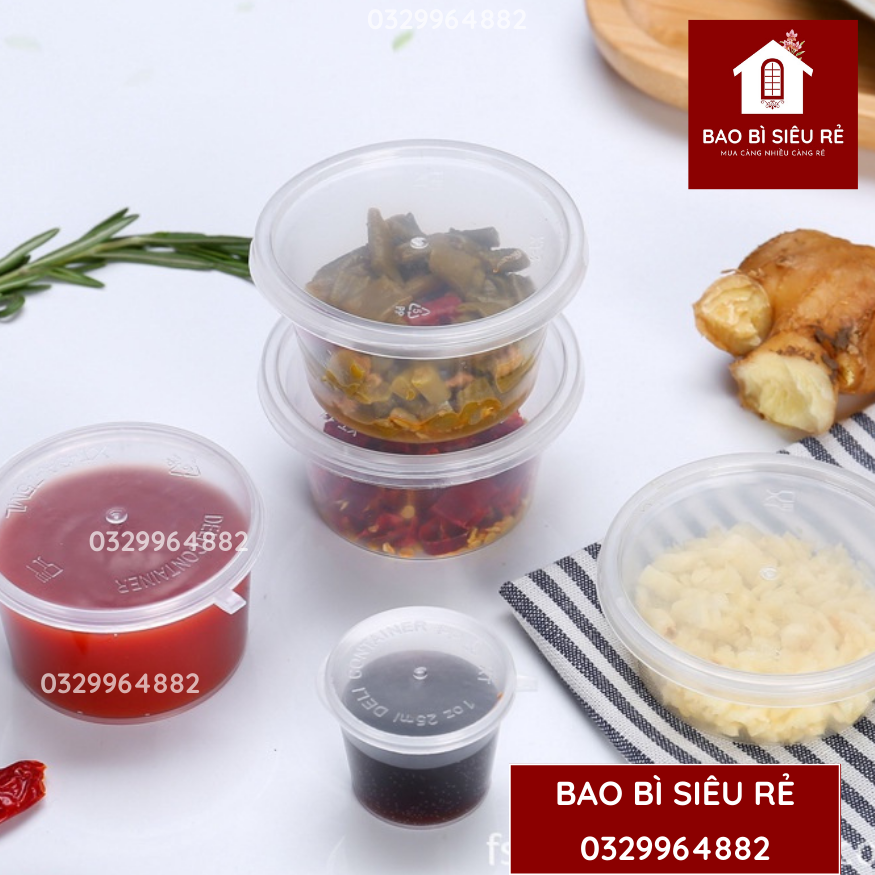 Hủ sốt, hộp sốt nắp liền 1oz - hủ đựng nước chấm - hộp đựng nước sốt dùng đựng sốt chấm...