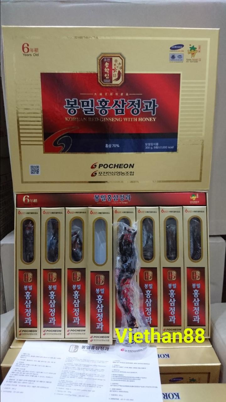 Sâm củ tẩm mật ong pocheon hộp 8 củ / 300g