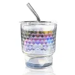 [Hàng tặng không bán - HB Gift] - Ly thủy tinh cầu vồng kèm ống hút