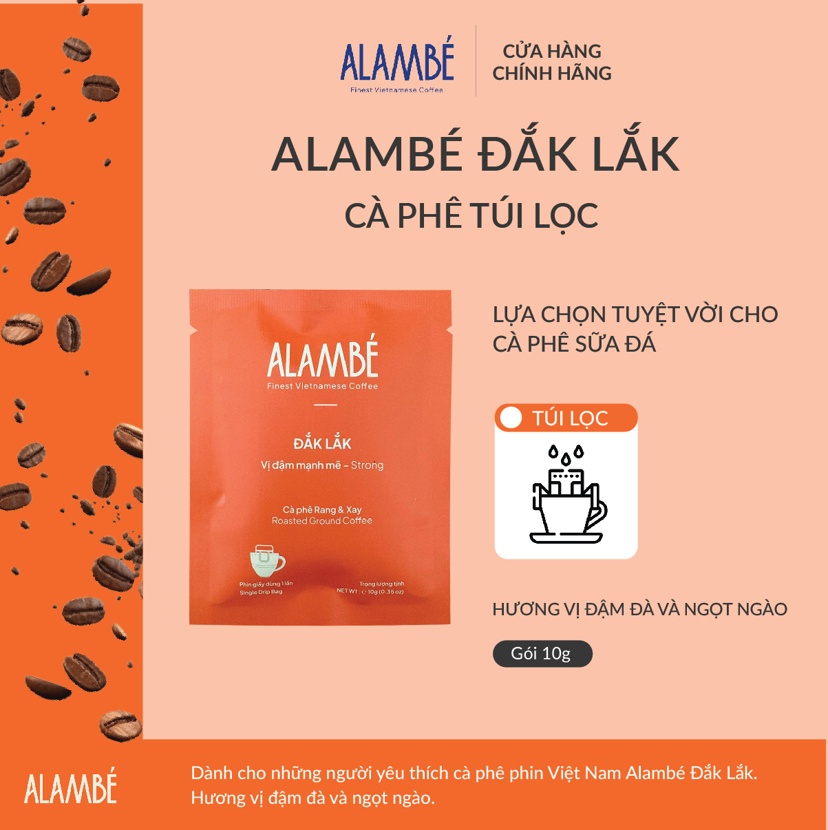 1 gói 10g - cà phê phin giấy/ túi lọc alambé