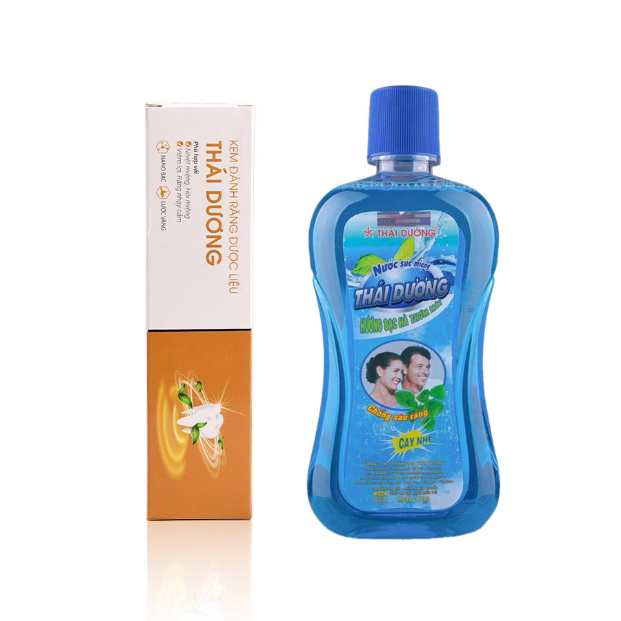 Bộ chăm sóc răng miệng toàn diện - kem đánh răng thái dương 150g & nước súc miệng bạc hà 500ml