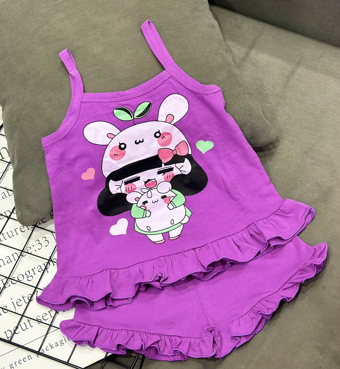 9-20kg Siêu cưng! mát mẻ mùa hè! Đồ bộ áo dây quần bèo Thun coton đẹp bé gái (117) - 8