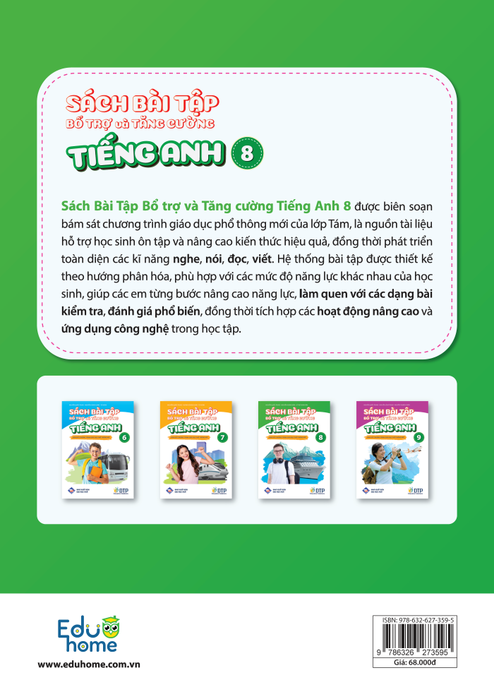 Sách - Dtpbooks - Sách Bài Tập bổ Trợ và Tăng Cường - Tiếng Anh 8
