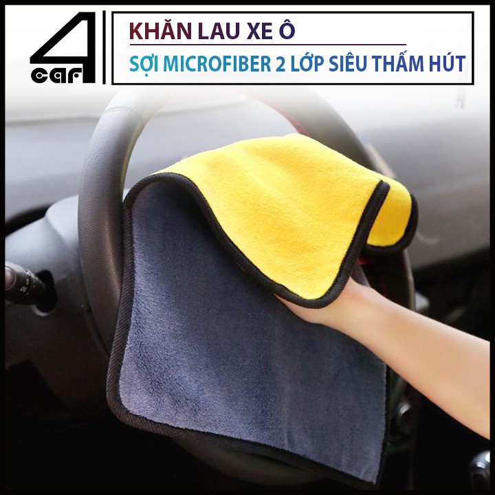 Khăn lau xe ô tô sợi Nano Micro Fiber HÀNG LOẠI 1 Khăn lau xe ô tô đa năng 2 lớp cao cấp siêu sạch thấm hút