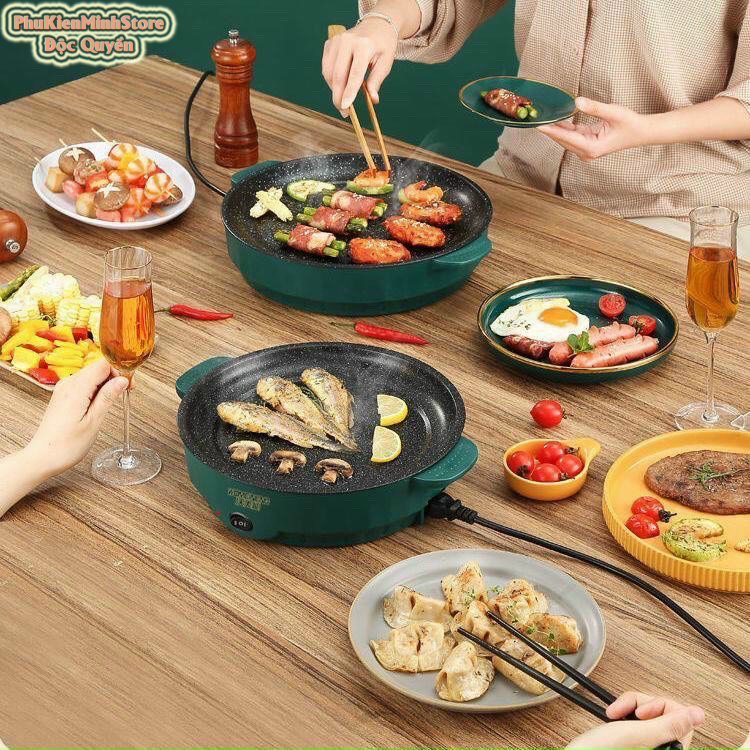 Chảo Nướng Điện Cao Cấp - Chảo Nướng Mini Chống Dính Công Nghệ Hàn Quốc Phủ Vân Đá, Hàng Đẹp Siêu Bền PHUKIENMINHSTORE