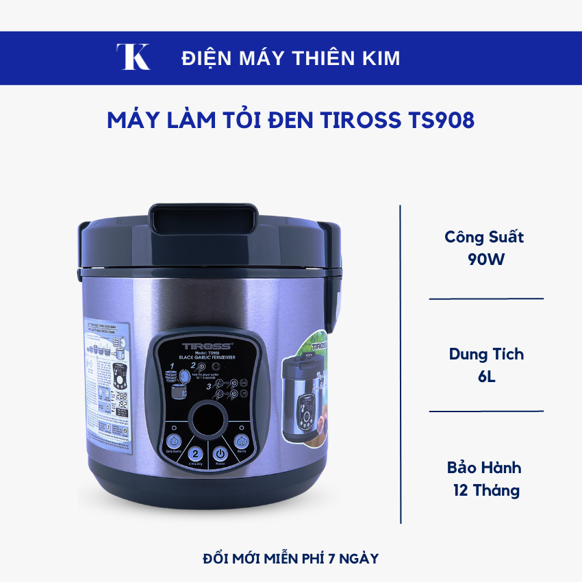 Máy làm tỏi đen tiross ts908 6l 90w - bảo hành 12 tháng toàn quốc