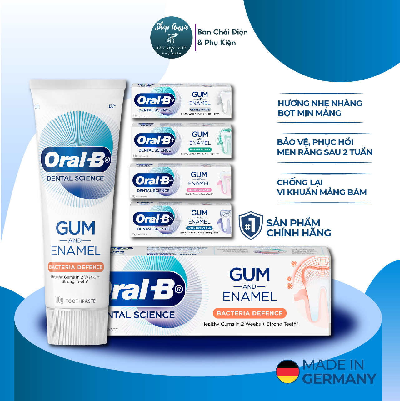 Kem đánh răng oral-b dental science gum & enamel 110g - trẻ hóa nướu, phục hồi men răng, 5 công thức riêng biệt