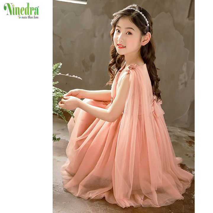 [HCM 💝 Freeship] Đầm công chúa đuôi tôm tay crape kiêu sa cho bé gái 10-18kg - Ninedra