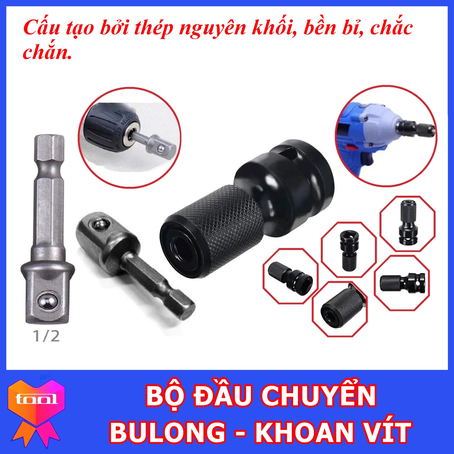 Đầu Chuyển 1/2 Inch Bắn Vít Sang Bắn Bulong Dài 5cm - Đổi trả 7 ngày đầu