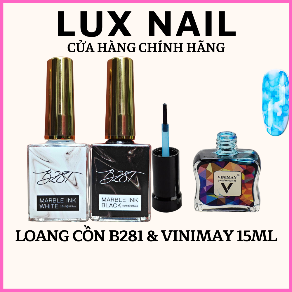 Cồn loang đen trắng vân đá B281 & Misscheering 15ml chính hãng, Loang cồn nail móng tay Yapas cao cấp