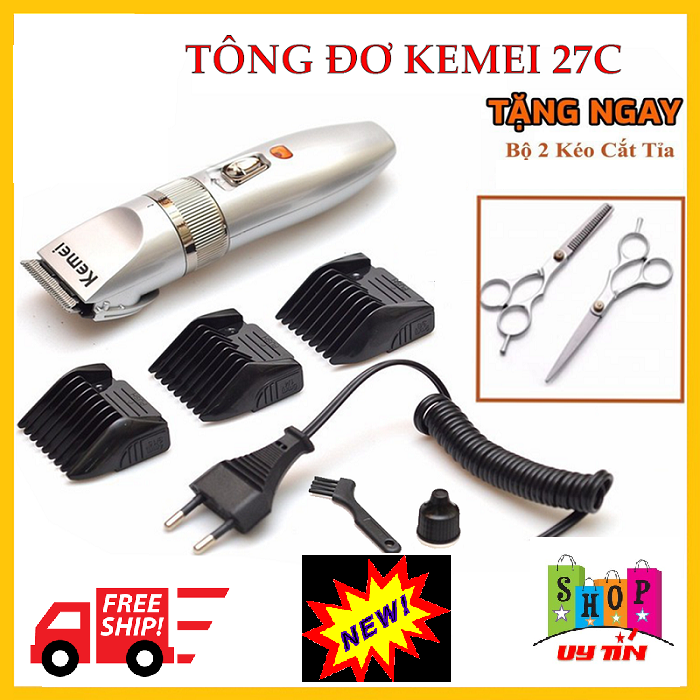 Tông đơ cắt tóc KEMEI 27C, Tông đơ cắt tóc loại tốt không day, Tông đơ điện, tông đo cắt tóc người lớn chính hãng