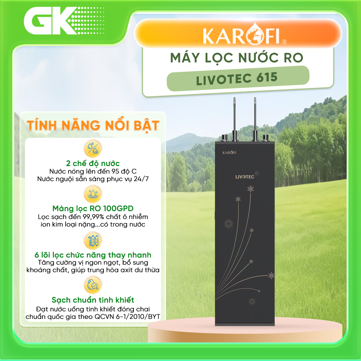 Máy lọc nước nóng nguội Karofi Livotec 615 - Livotec 612 - Livotec 616 - GIAO TOÀN QUỐC - FREESHIP H