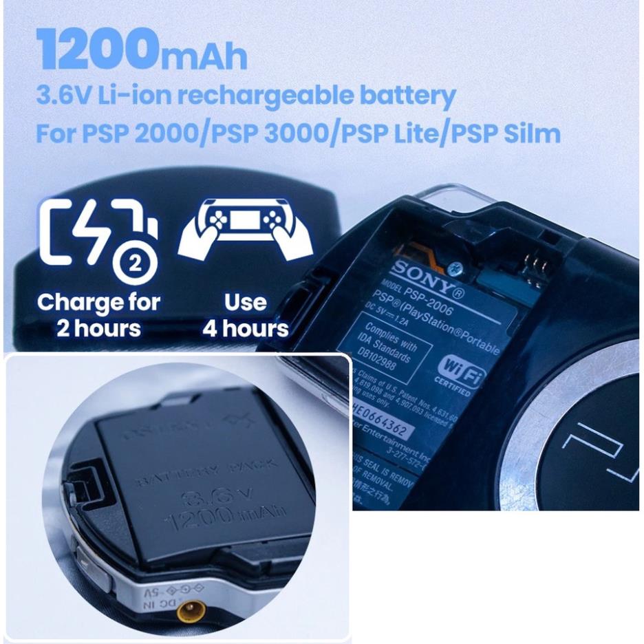 ⚡️chơi game liên tục ~ 3h⚡️ pin hàng xịn sony psp playstation portable cho psp2000/3000