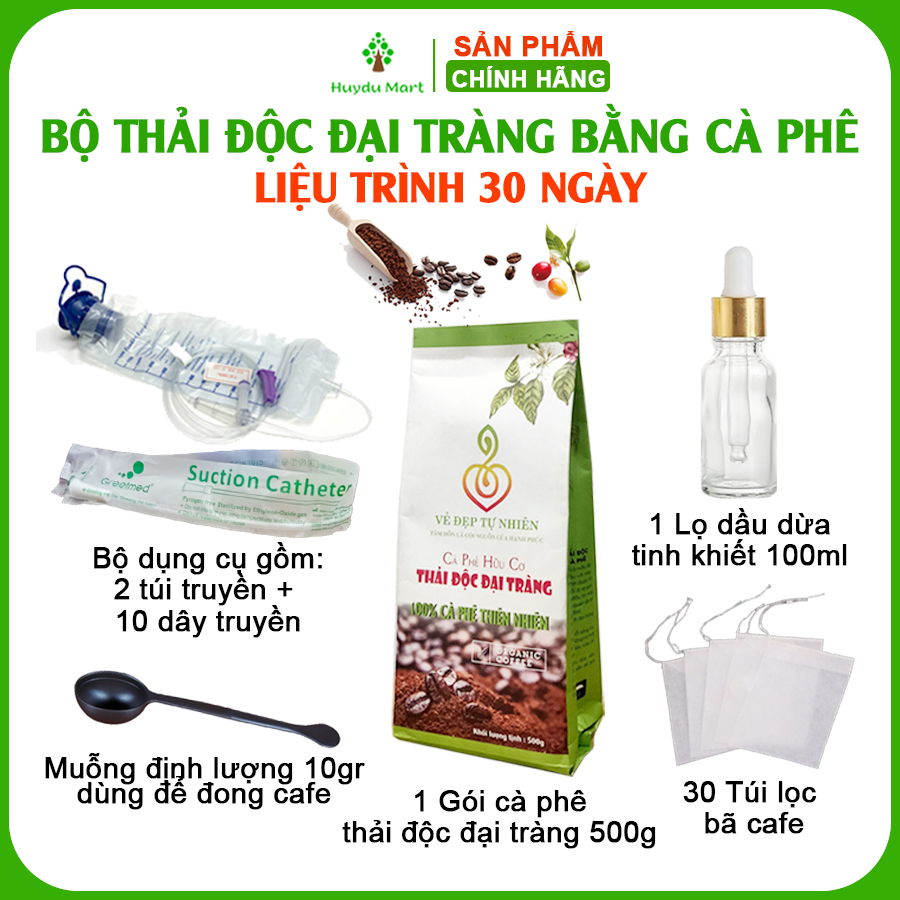 Bộ thải độc đại tràng bằng cà phê (Set 30 ngày đầy đủ) thải độc cà phê giúp làm sạch đại tràng, phòng ung thư, ngừa táo bón