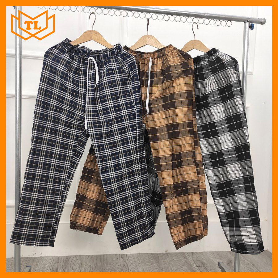 Quần caro ống suông nam nữ unisex vải đẹp TL874 Shop Thành Long chuyên quần áo nam