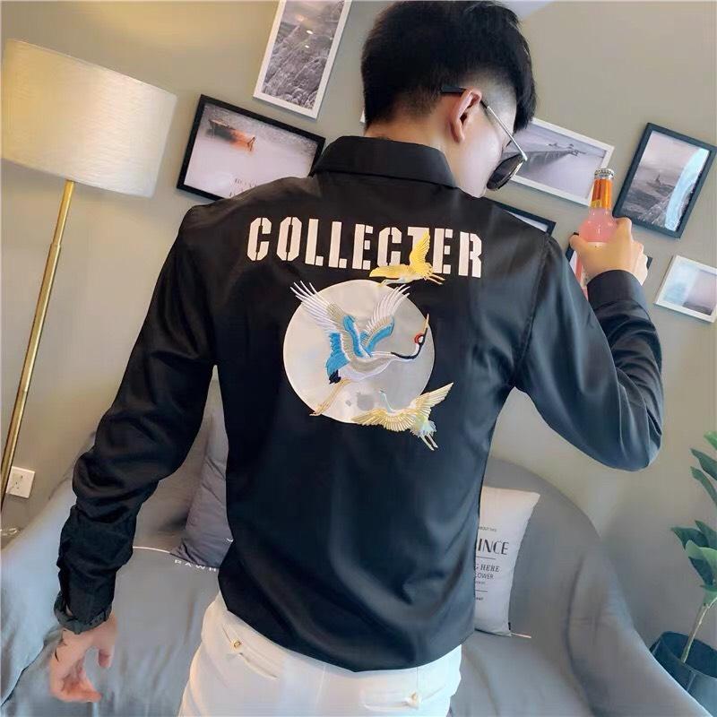 Áo sơ mi nam chống nhăn phối golo chữ kí,quá hot cho chiếc áo đẹp R766