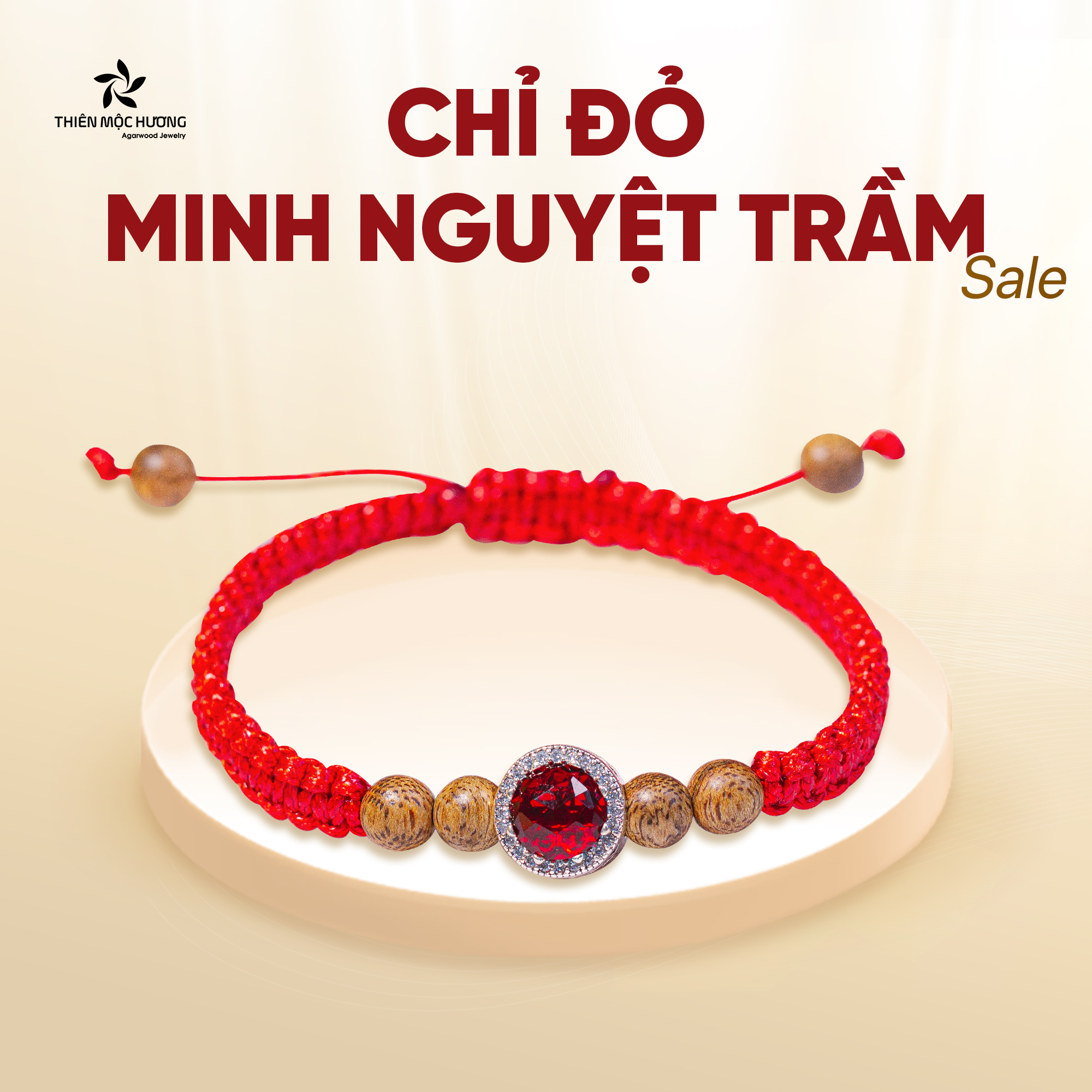 Vòng tay trầm hương chỉ đỏ Minh Nguyệt Trầm Thiên Mộc Hương, trầm tốc Lào - soi chiếu con đường công danh