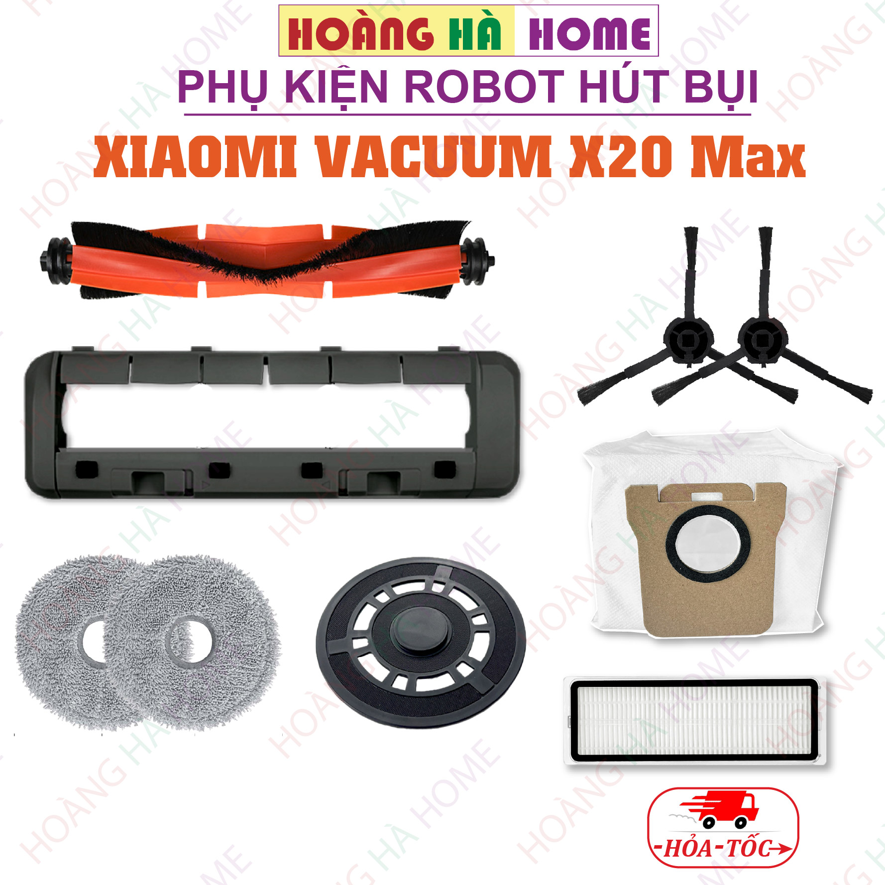 Phụ kiện robot hút bụi Xiaomi X20 Max - Phụ kiện robot hút bụi lau nhà Xiaomi Vacuum X20 Max - Chổi robot hút bụi Xiaomi - Giẻ lau robot - Chổi robot hút bụi - Túi rác robot hút bụi