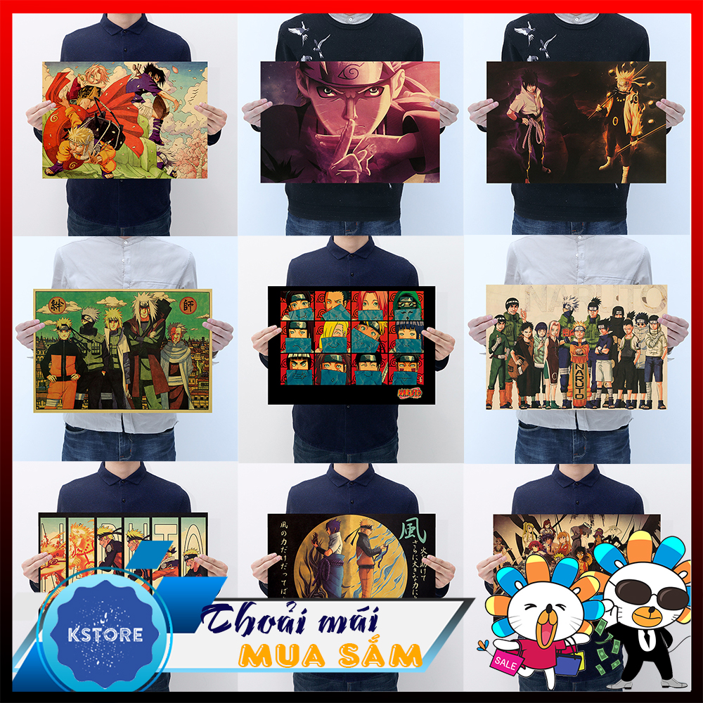 Tranh giấy trang trí về nhân vật hoạt hình naruto - poster trang trí phòng và góc học tập - tấm áp phích giá rẻ - kakashi -sasuke - akatsuki - KSTORE