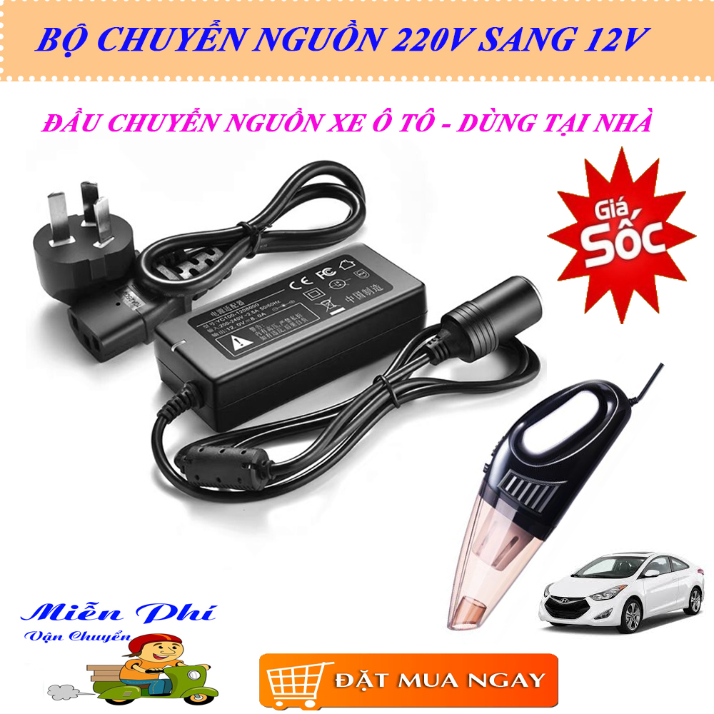 Bộ Chuyển Nguồn Điện,Đầu Chuyển Nguồn Trên Ô Tô Dùng Tại Nhà Cao Cấp, Bộ Chuyển Nguồn 220V Sang 12V. Thiết kế hiện đại, an toàn, dễ sử dụng, độ bền cao. BH 1 ĐỔI 1 !!!
