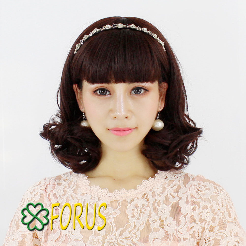 Tóc nguyên đầu xoăn lửng mái ngang 1127 😍freeship😍, tóc giả nữ xoăn lửng, sỉ 120k, tặng lưới chụp