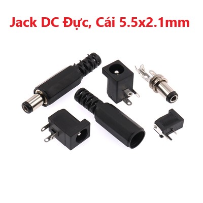 Jack nguồn dc đực, cái 5.5x2.1mm, jack dc cái có ốc vặn