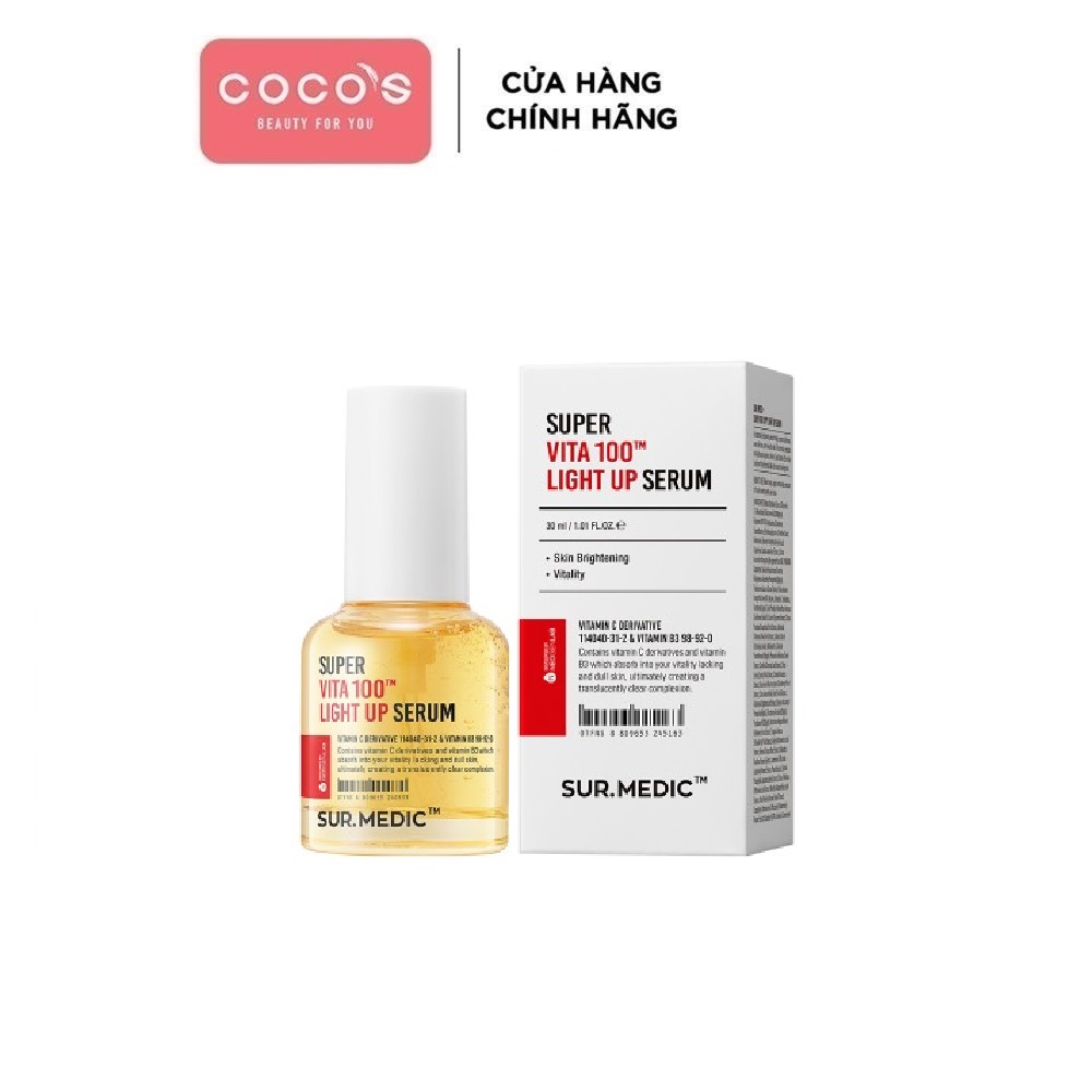 Tinh chất vitamin c+b3 - surmedic super vita 100tm light up serum 30ml
