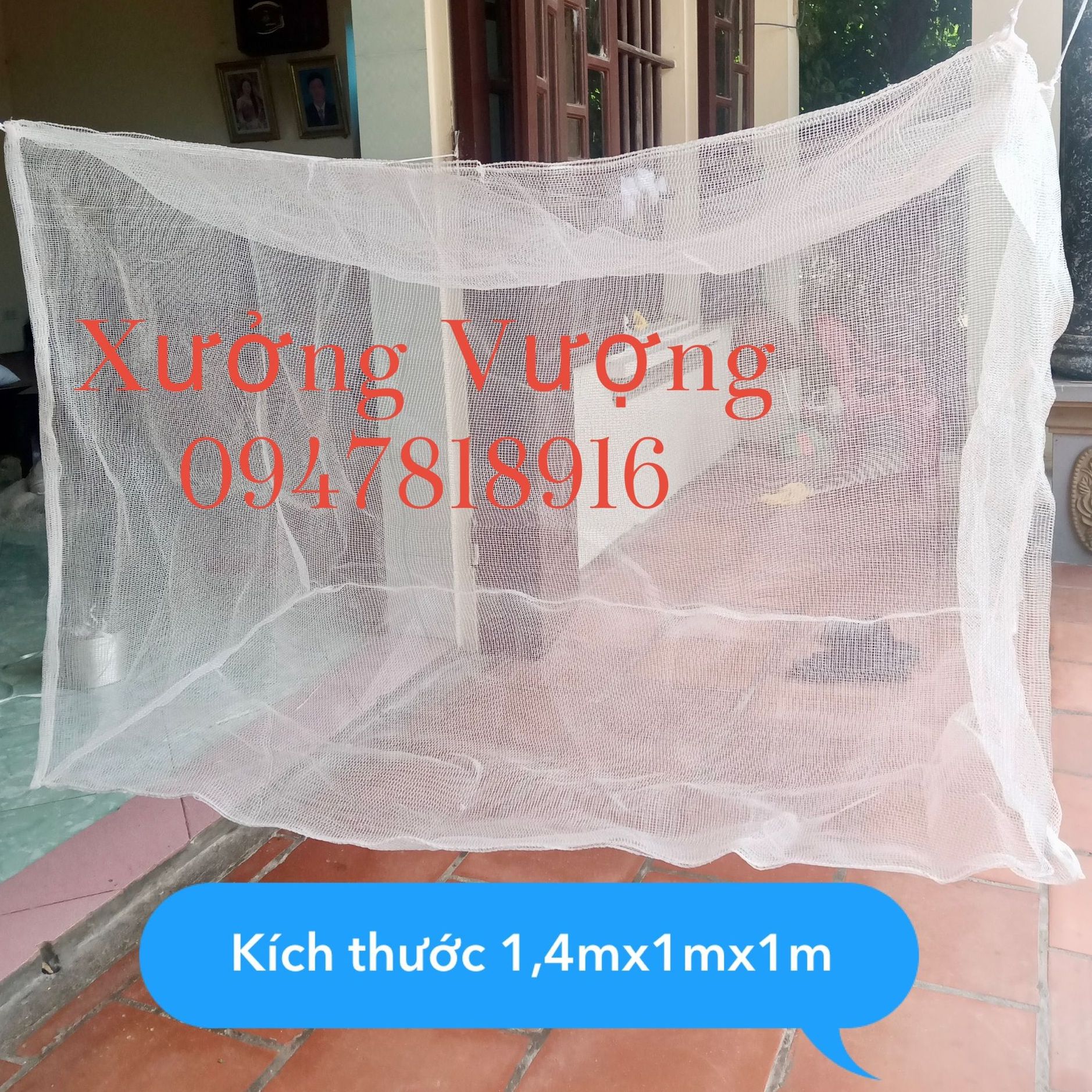 Tráng cá, lưới, vèo, lồng nuôi ốc , cá, lươn, ếch , trạch sợi cước kép có nắp đậy kích thước 1,4mx1mx1m