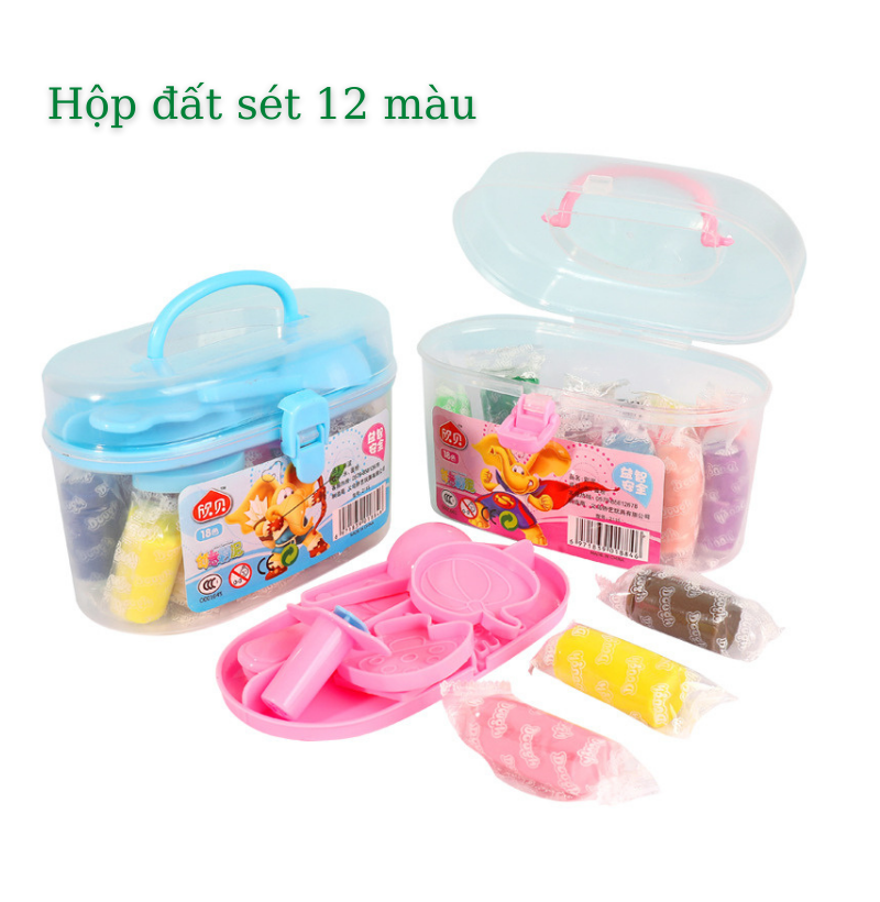 Hộp Đồ Chơi Đất Sét 12 Màu - Cực  An Toàn- Có Khuôn Cho Bé