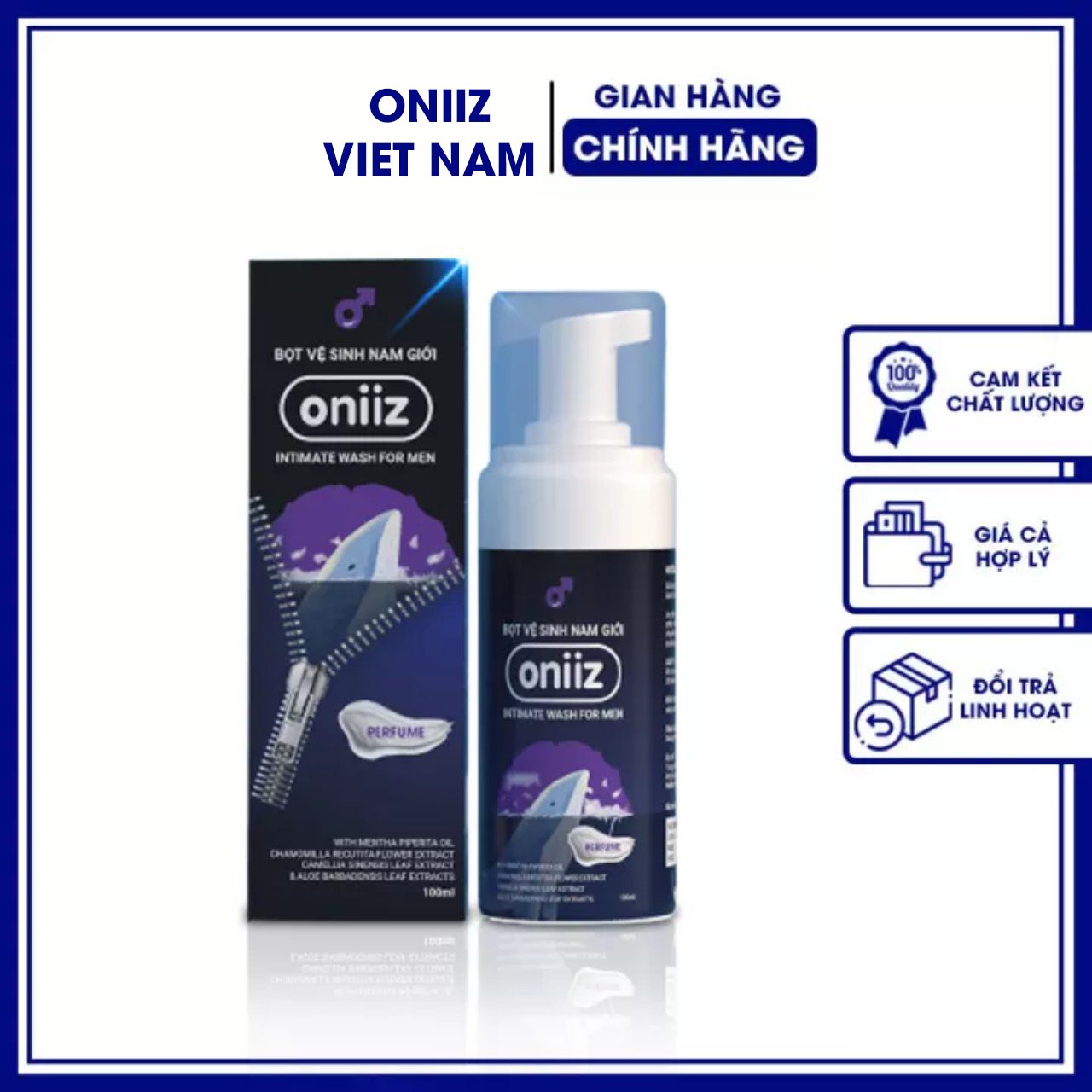 Bọt vệ sinh nam giới Oniiz - Dung dịch vệ sinh nam tạo bọt (Hương nước hoa) 100ml