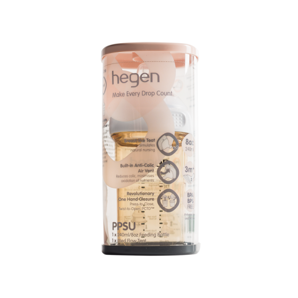 FULL BOX CHÍNH HÃNG Bình Sữa Hegen 240ml đi kèm núm 3+ cho bé từ 3-6 tháng tuổi