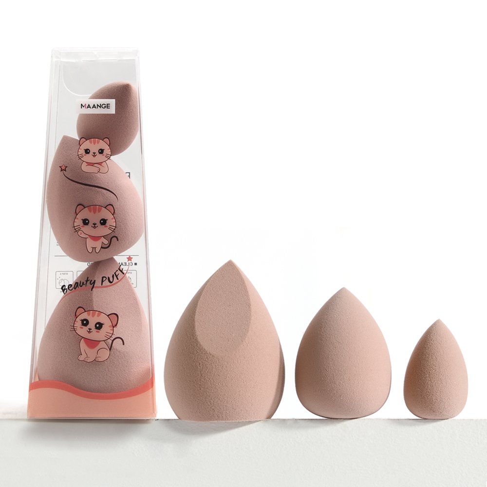 MAANGE 3 cái / hộp Bọt biển làm đẹp Hình dạng giọt nước Mịn màng xốp trang điểm