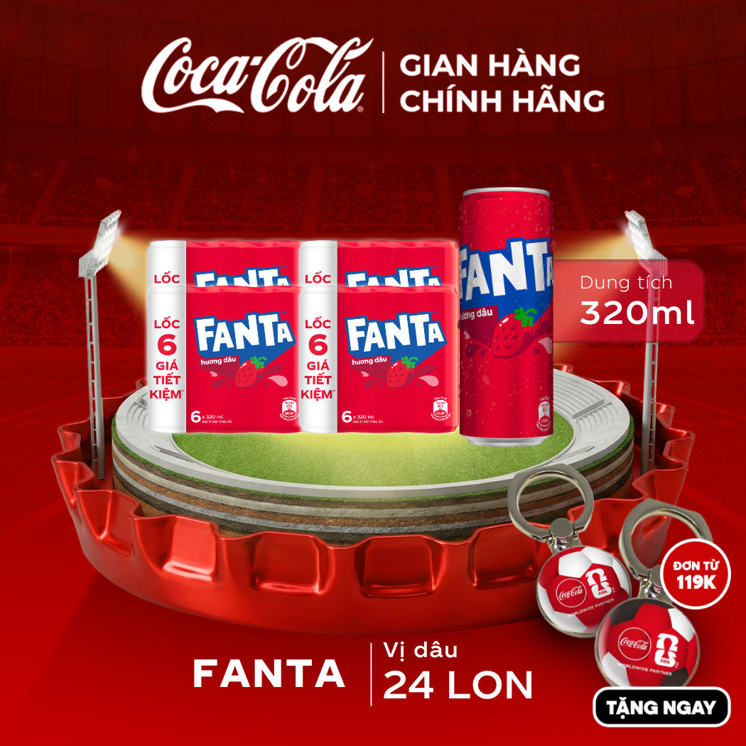 [SIÊU SALE ] Lốc 24 Lon Nước Giải Khát Có Gas Fanta Hương Dâu 320ml/Lon Sale 25.05 Coca-Cola Chính Hãng_LD