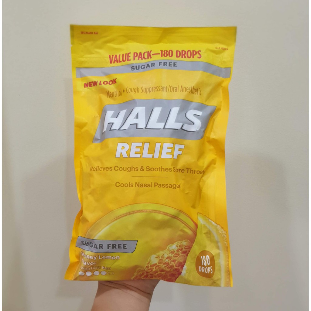Kẹo Halls chanh mật ong không đường 25 viên, 180 viên