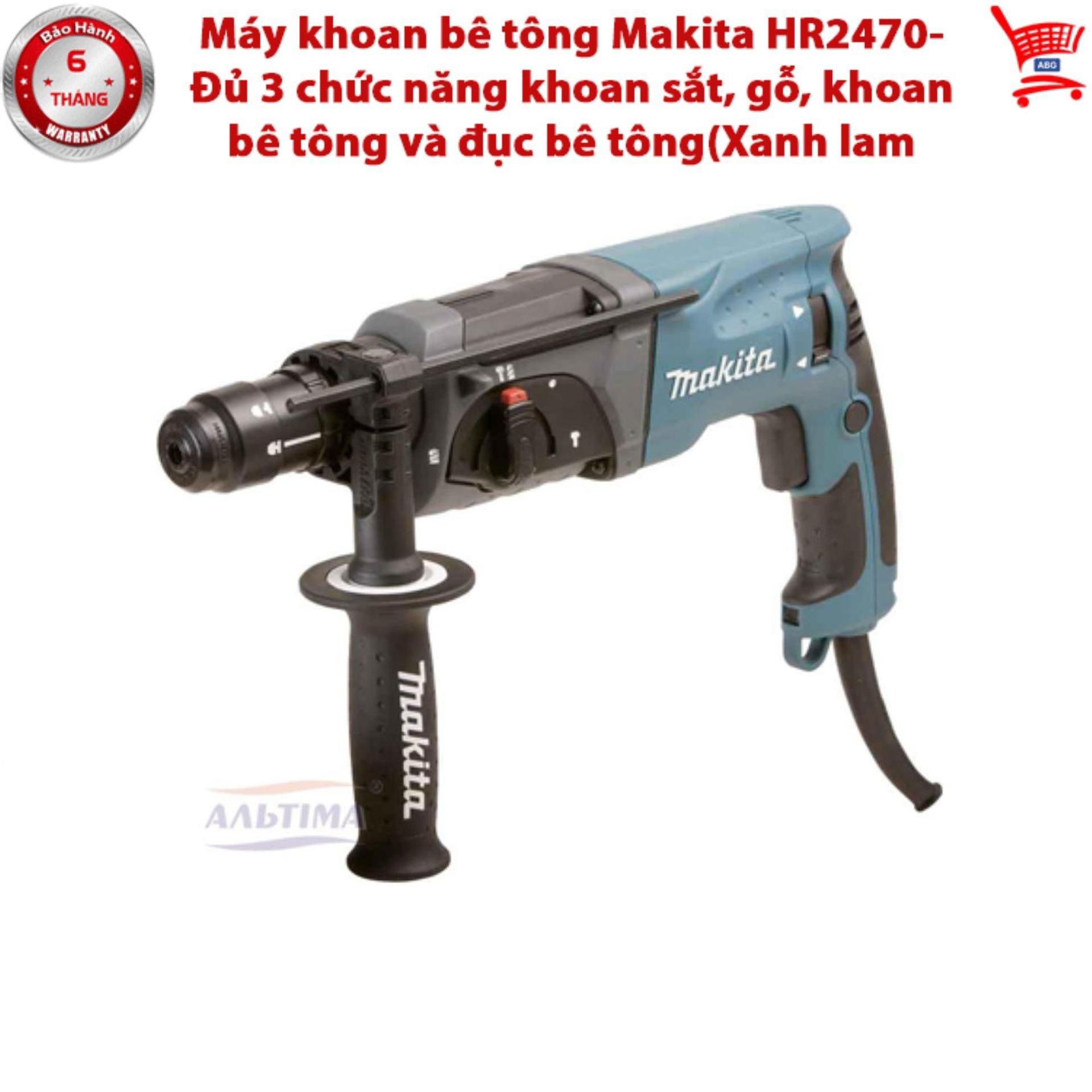 Máy khoan bê tông Makita HR2470- Đủ 3 chức năng khoan sắt, gỗ, khoan bê tông và đục bê tông