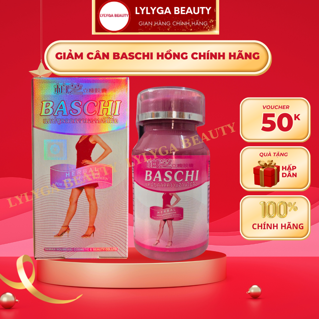  Giảm Cân Baschi Hồng 40 viên - Giảm Cân nhanh Giảm Cân An Toan Không Tác Dụng Phụ- LYLYGA BEAUTY 