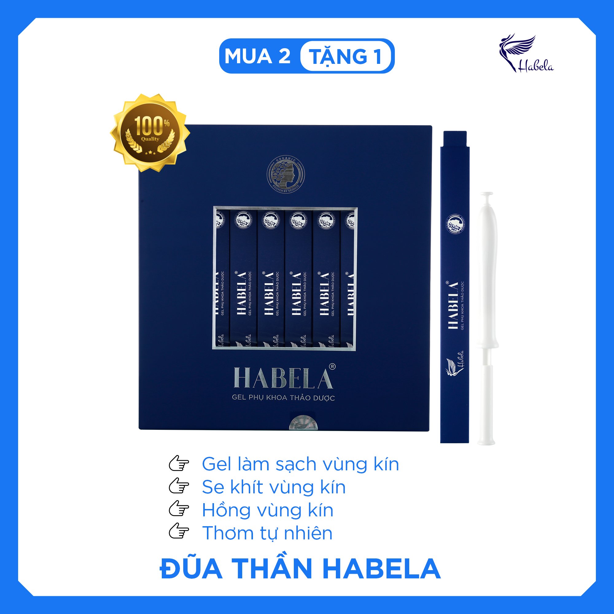 Gel phụ khoa đũa thần tình yêu habela- hộp 10 đũa- công nghệ đột phá