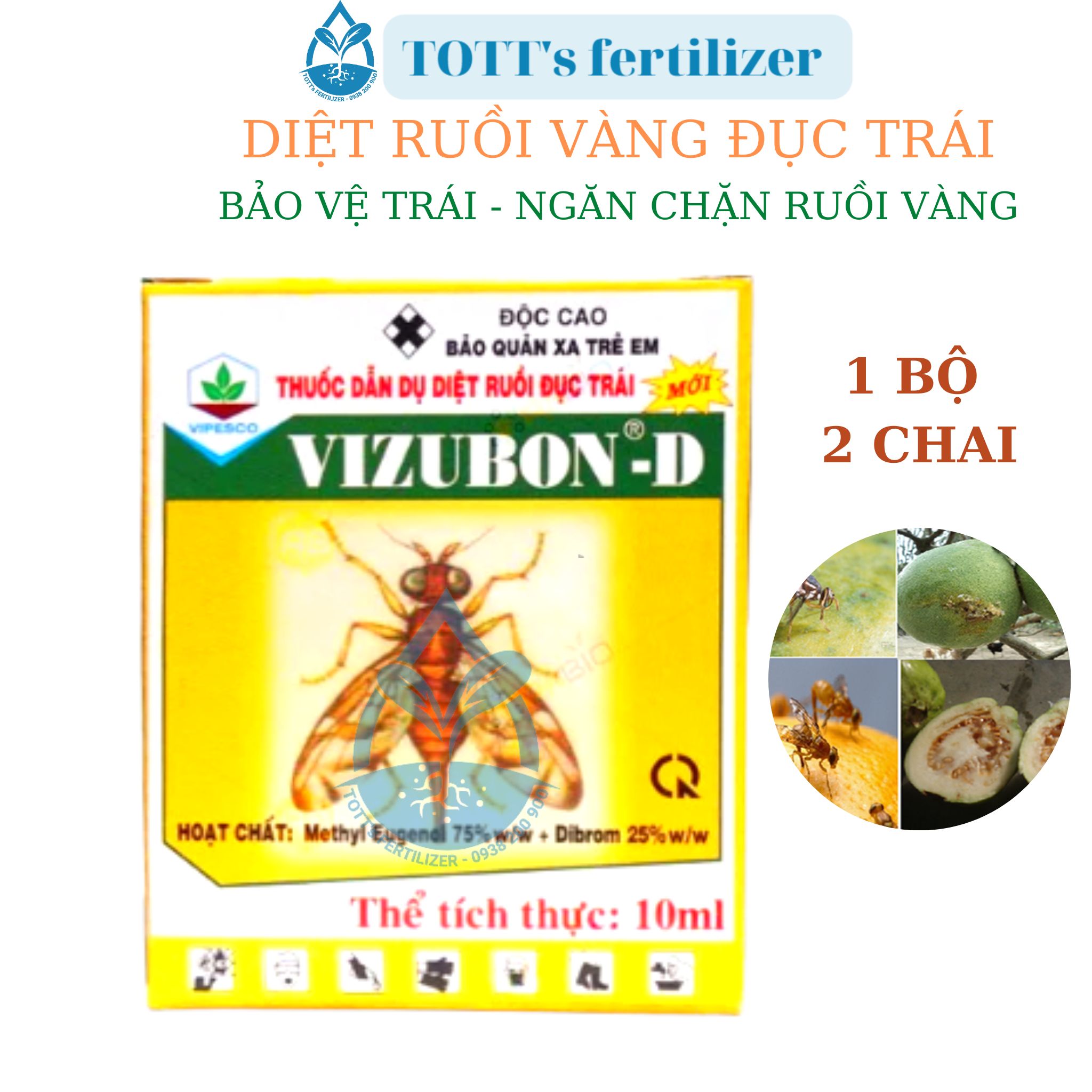 1 hộp nhỏ vizubon - thuốc diệt ruồi - dẫn dụ ruồi