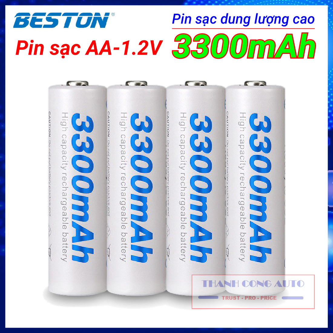 04 viên pin sạc aa beston cao cấp - pin tiểu sạc aa beston 3300mah