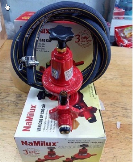 Bộ Van gas điều áp bếp công nghiệp NaMilux NA-538SH-VN 3 bếp kèm dây Hàn Quốc siêu bền - van công nghiệp và dây