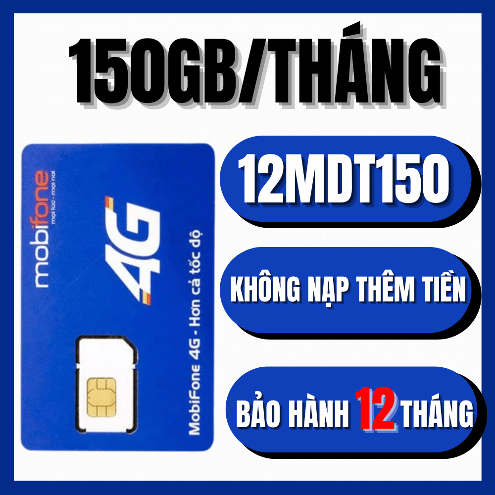 ( Giá Sỉ ) Sim 4G trọn gói 1 năm Mobifone 12MDT50 12FD50 Tặng 5GB/ 1 Ngày miễn phí 12 tháng không nạp tiền . MUA 1 LẦN DÙNG 1 NĂM . FREESHIP - CHƯA KÍCH HOẠT.