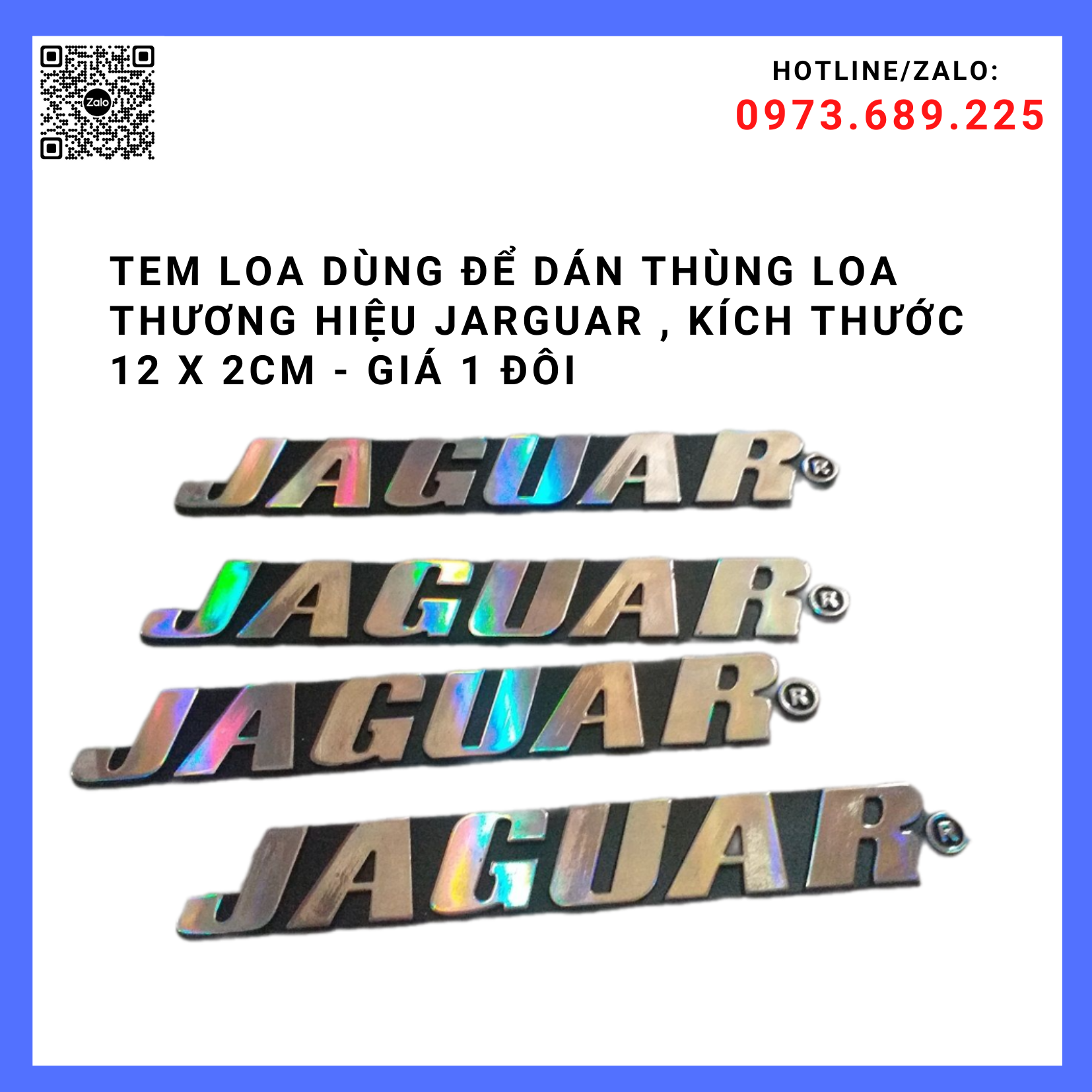 Tem loa dùng để dán thùng loa thương hiệu jarguar , kích thước 12 x 2cm - giá 1 đôi