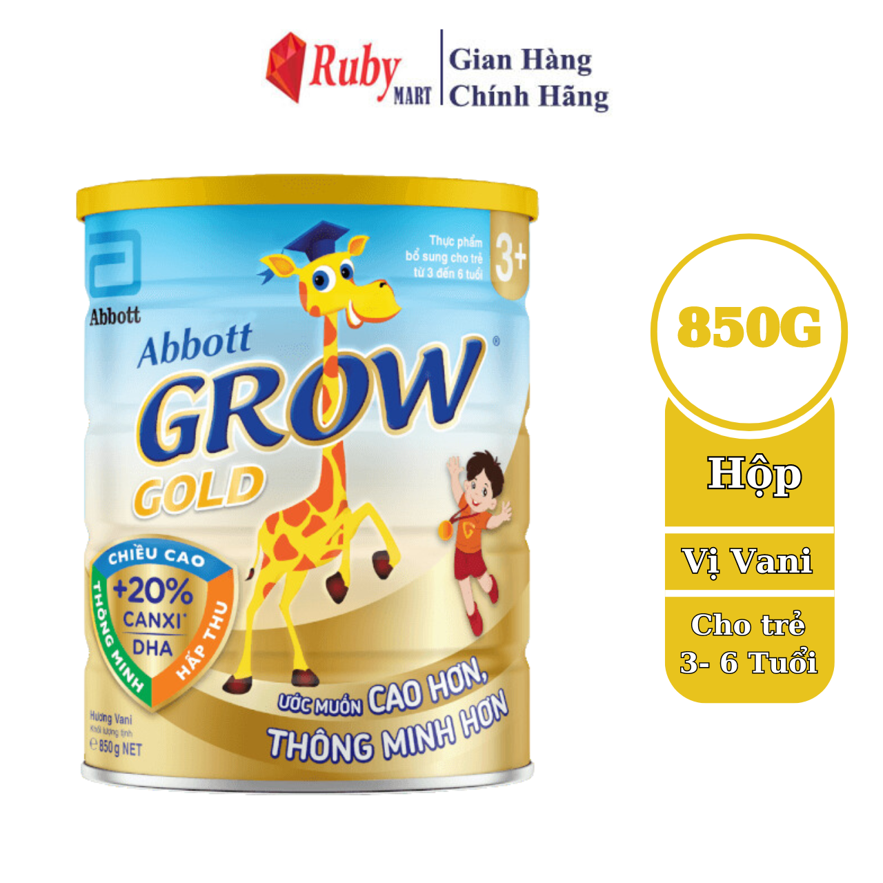 Sữa bột abbott grow 3+ 850g/lon cho trẻ từ 3-6 tuổi