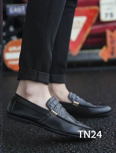 Giày Da Nam 💝FREESHIP💝 Giày Vân Cá Sấu Chuẩn Form, Ôm Chân Cao Cấp [ Màu Đen - TN24]