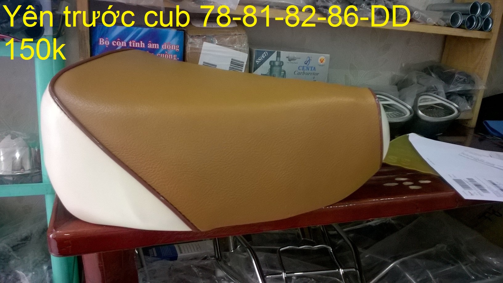 Yên honda cub cánh én - 81 -86 kiểu màu kem-bò