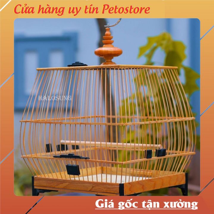 Lồng chim chào mào petostore lồng chim vuông gỗ cao cấp LC21